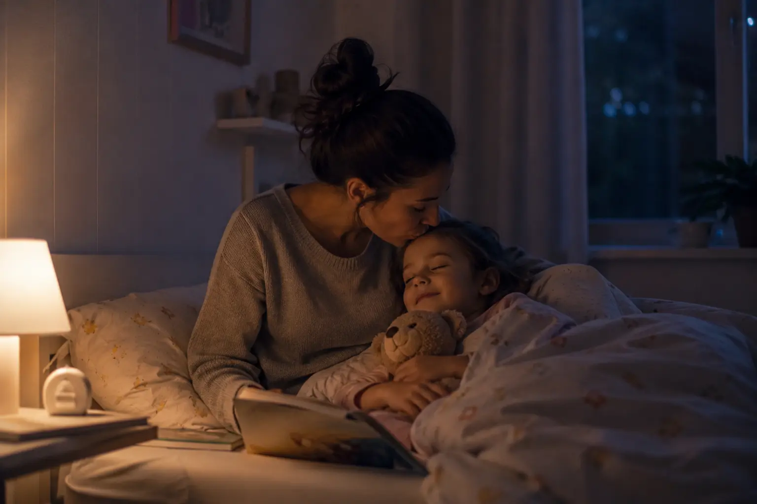 Ruhige Abendroutinen für Kinder schaffen Geborgenheit, Sicherheit und helfen beim entspannten Abschalten vor dem Schlafengehen.