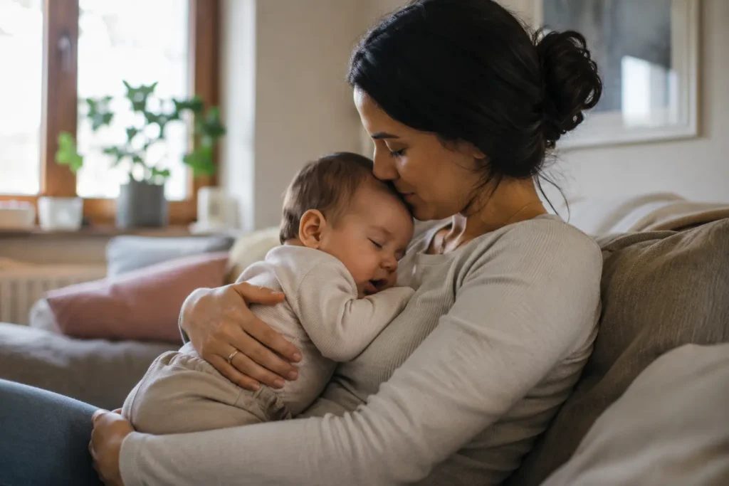 Sichere Bindung für Babys entsteht durch liebevolle Nähe, Geborgenheit und vertrauensvolle Zuwendung im Alltag.
